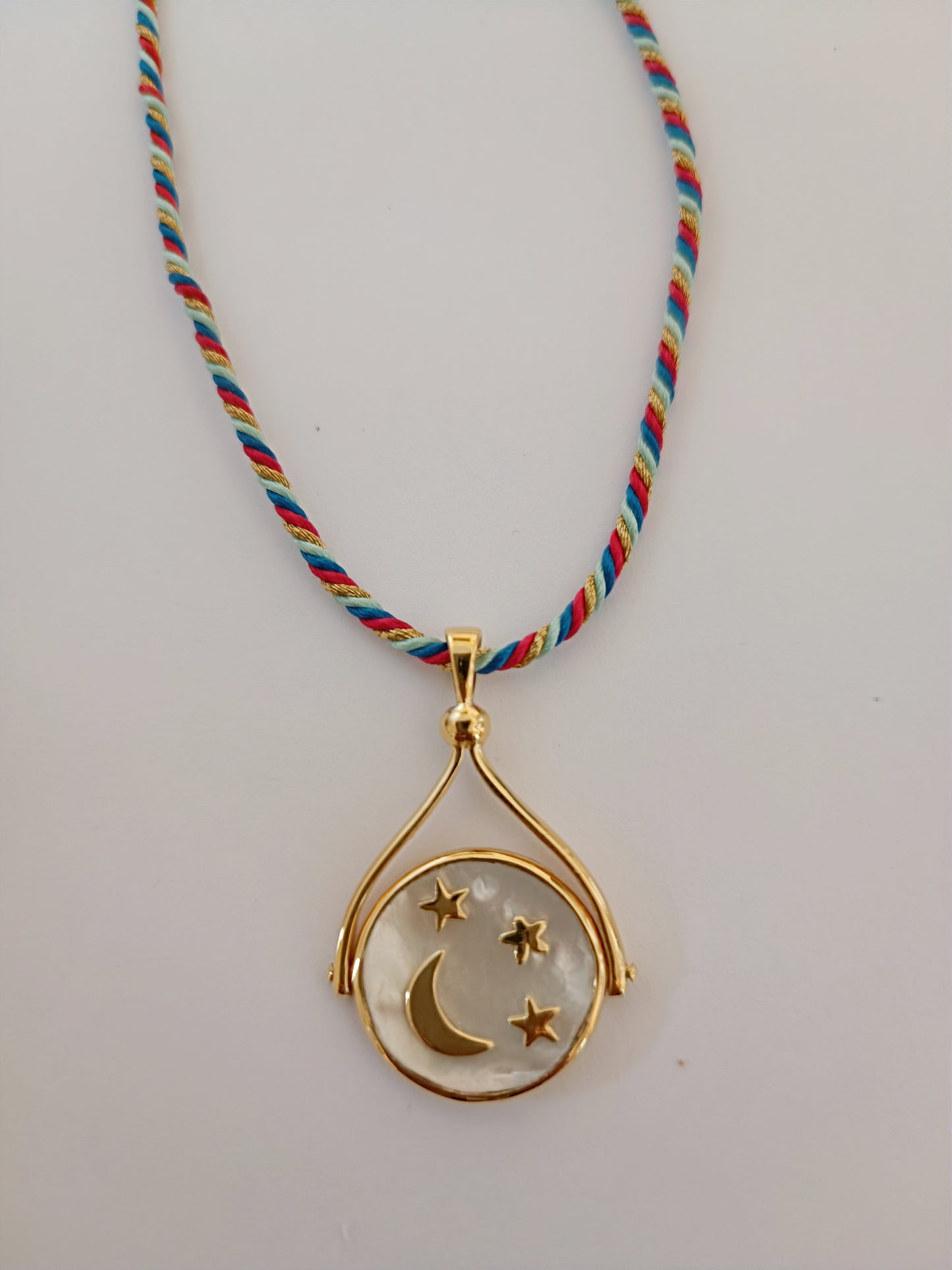 COLLIER MOONSTAR double face (avec lien de soie)