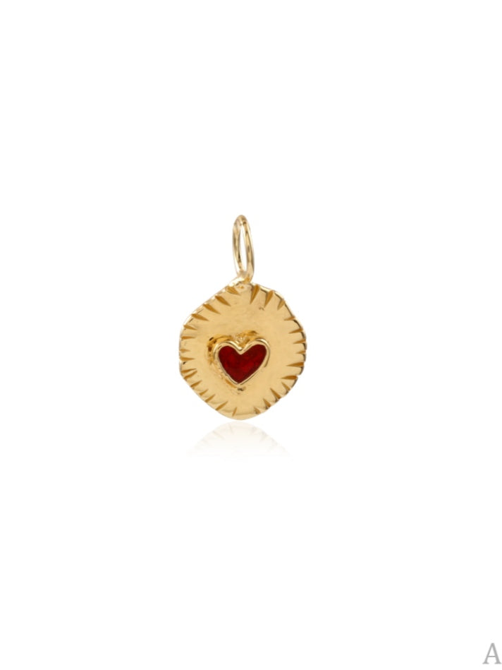 Pendentif CHARM - MINI COEUR (émail rouge)